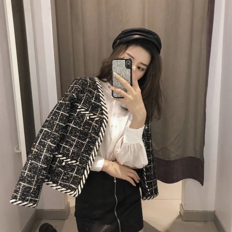 Модные новые дизайнерские весенне-осенние женские шикарные клетчатые твидовые