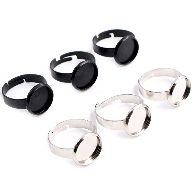 12mm 20mm 25mm 10pcs 4 Colors Plated Adjustable Ring Settings Blank/Base Fit 12-25mm Glass Cabochons Buttons Bezels | Украшения и