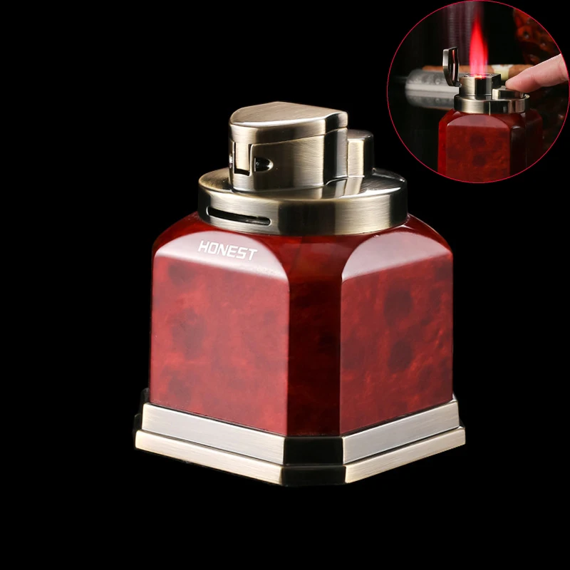 

Металлическая зажигалка для сигар HONEST, четыре прямого стандарта, ветрозащитная Бутановая газовая сварочная фонарь жигалка, аксессуары для ...
