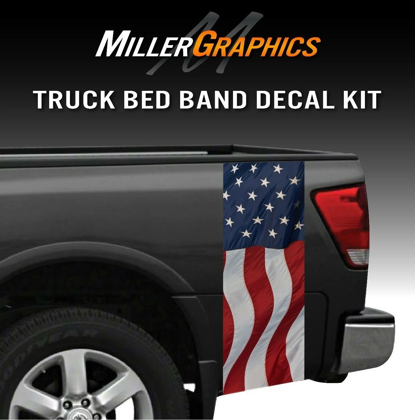 

For x2 Waving American Flag Truck Bed Band Decal Graphic Sticker Kit