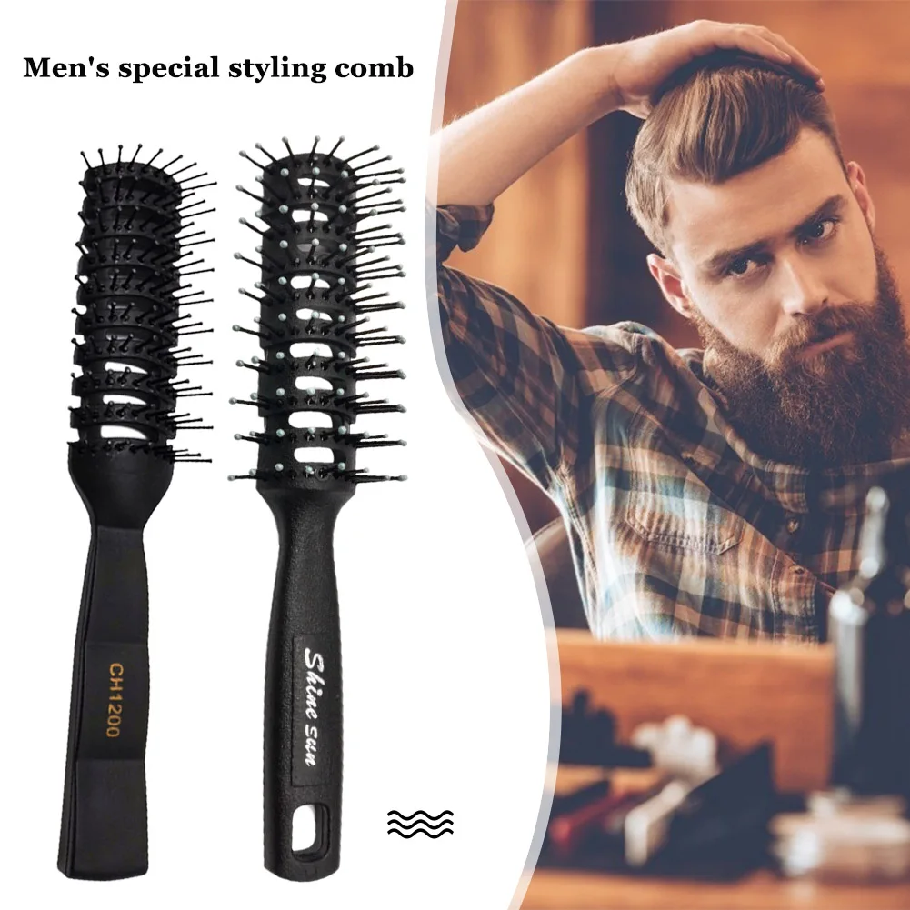 

Men Plastic Vent Hair Brush Comb Anti-Static High Temperature Resistant Rib Comb Fluffy Men Modeling Hair Massage Brush