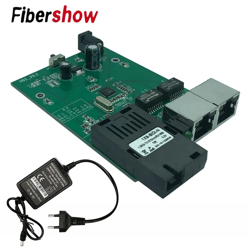 Оптоволоконный переключатель Ethernet 2 RJ45 1 SC оптический медиа конвертер одномодовый волоконно-оптический Порты и разъёмы 10/100 м печатной платы