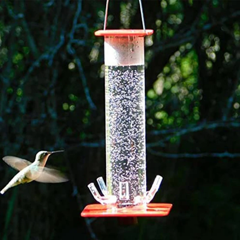 

Hanging Cylindrical Bird Feeder Drinker Plastic Outside Decoration Birds Water