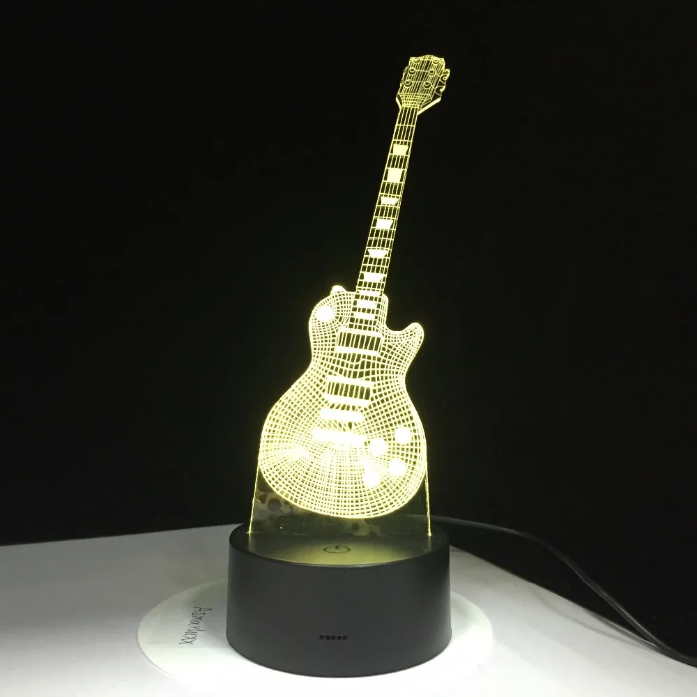 3D Электрический гитарный светодиодный светильник 7 цветов USB настольная лампа