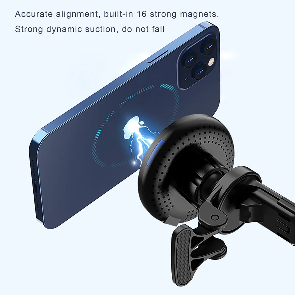 

DCAE Magnetic 15W Fast Wireless Car Charger for iPhone 12 Mini 12 Pro Max For Magsafe Charger Phone Magnet Air Vent Clamp Holder