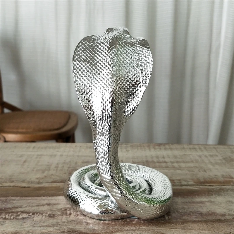 Resin Cobra Figurine Electroplated Snake Miniature Jungle Killer Animal Decor Art Adventure Souvenir Craft Ornament Accessories | Дом и сад