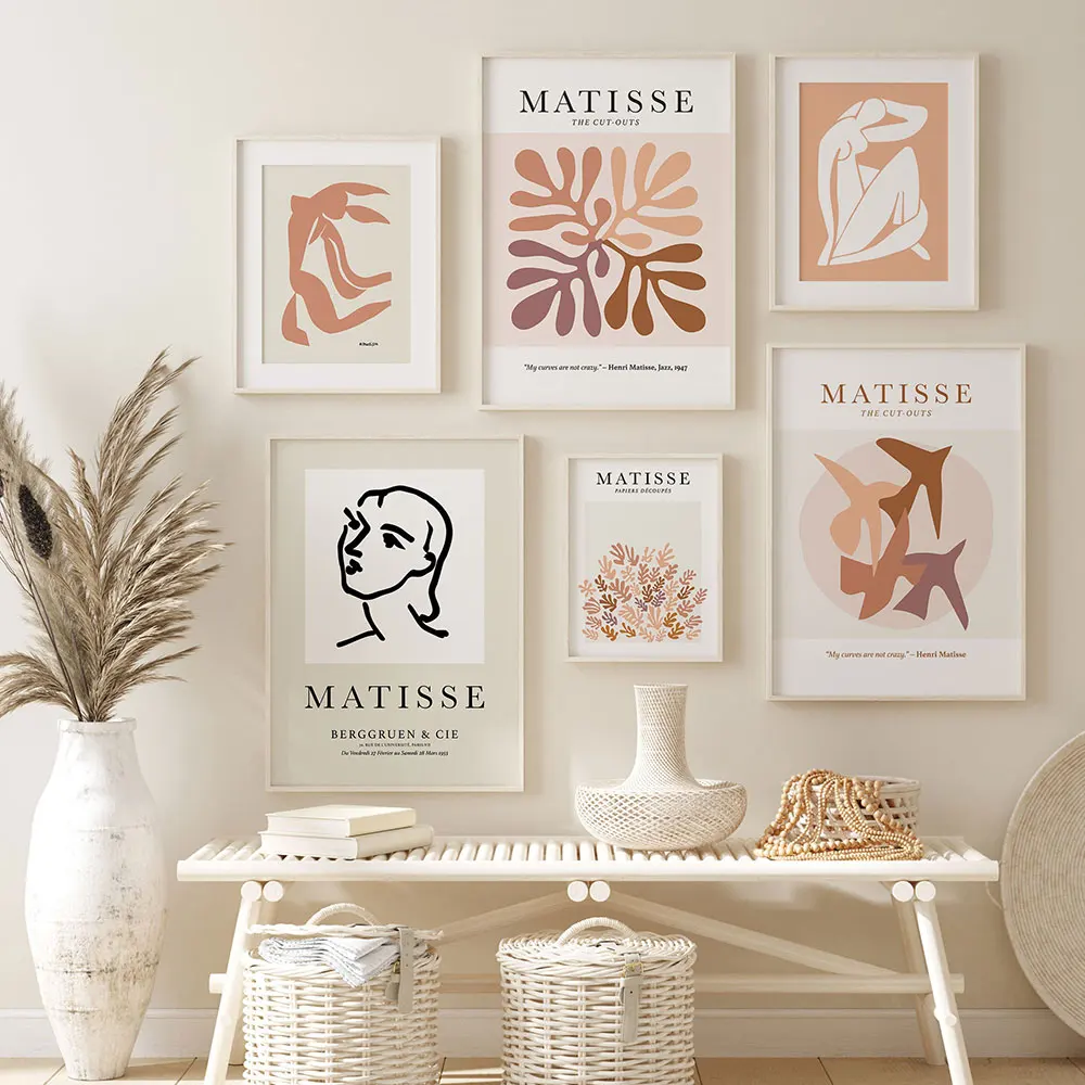 

Henri Matisse Exhibition Poster Mid-Century Picasso Canvas Painting Neutral Art Print Modern Wall Picture Living Room Home Decor