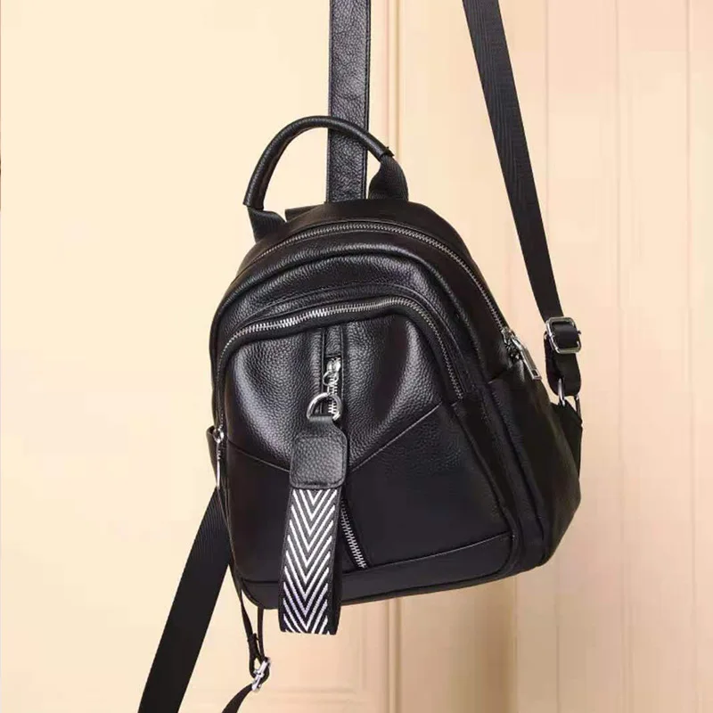 Genuine leather Handbags 2022 New Casual All-match lychee Pattern Backpack Female Famous Brand fashion backpack shoulder bag
