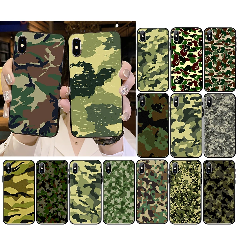 

Green Minimalistic Military Camouflage Phone Case For iPhone 13 12 Pro Max SE2 11 11Pro XS MAX XR 7 8 Plus Case