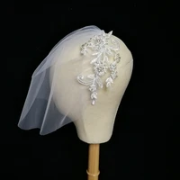 white lace headband veil for wedding party crystal beads birdcage veil wedding hair accessories bridal v%c3%a9u de noiva
