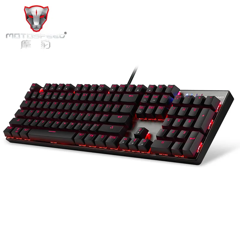 Motospeed CK104 игровая механическая клавиатура Русский Английский красный переключатель синие металлические Проводные светодиодный фоновая подсветка RGB Anti-Ghosting для геймера