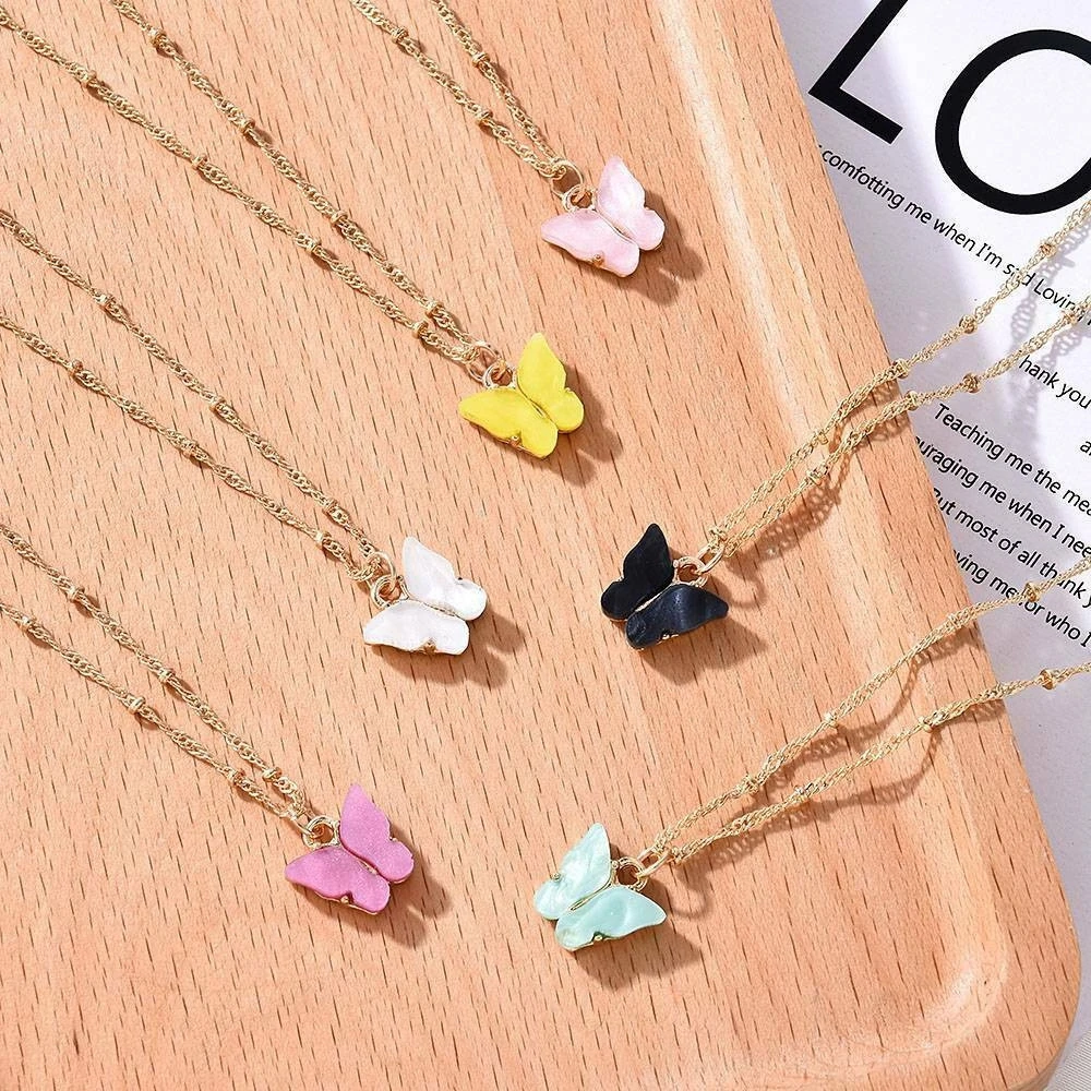 

ILOVEDIY Bohemian Cute Butterfly Choker Necklace For Women Acrylic Gold Color Clavicle Choker Necklaces 2020 Fashion Jewelry