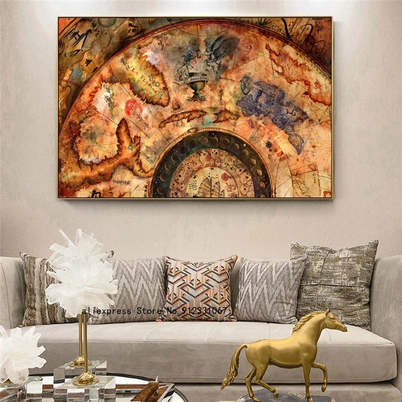 Пиратская Карта Карибского Мао Куна киноплакаты и принты Череп сокровищ Картина