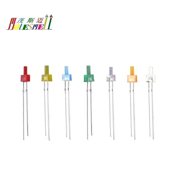

10pcs Multicolor 2mm Flat Top Led Diffused/Water Clear Red Yellow Blue Green White Orange LED Light Lamp