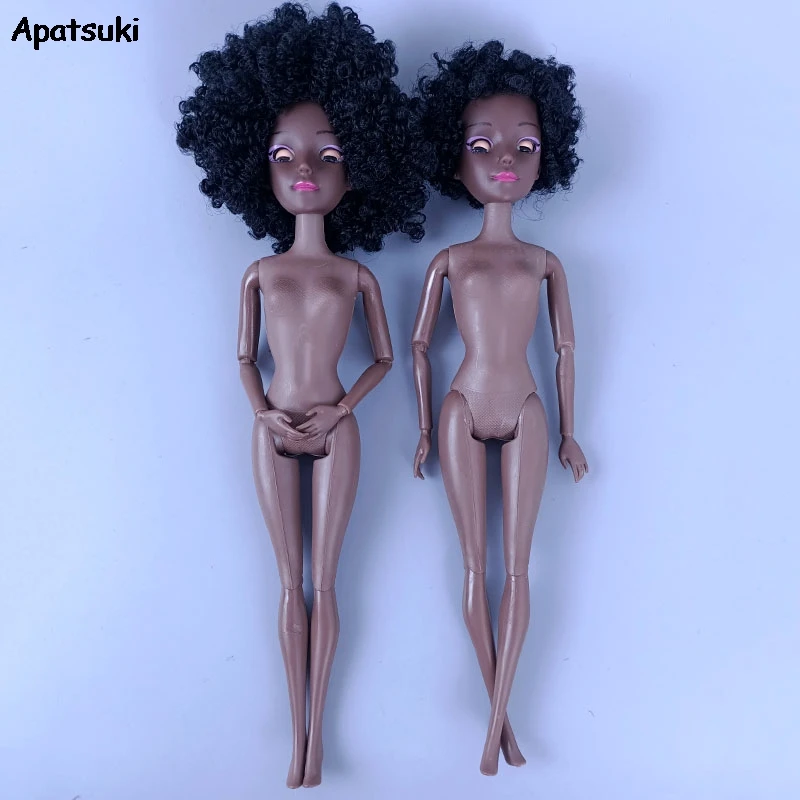 

11 Jointed Movable Body Head With Black Short Curl Hair 4D Eyes 11.5" Doll Nude Naked Body for 1/6 BJD Accessories Kids DIY Toy