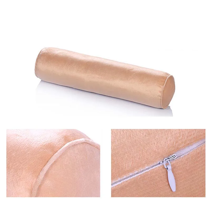 velvet beige Подушка с бархатной полосой, цилиндрическая кровать, спальный диванная подушка под спину, Съемный и моющийся бойфренд, яркий цвет - Цвет: velvet beige