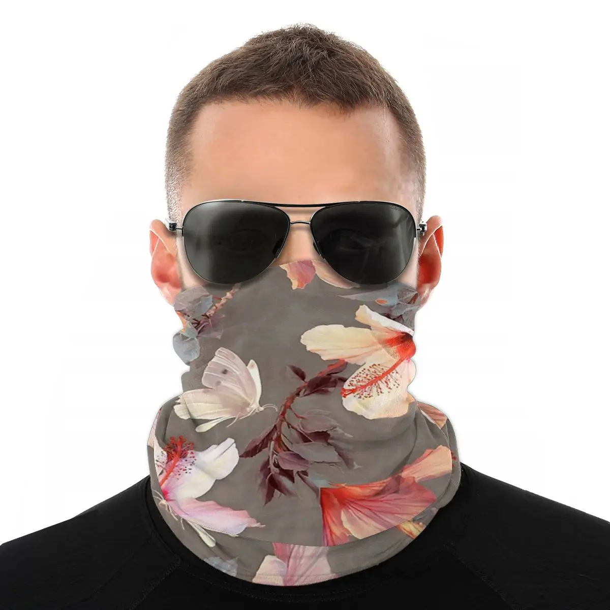 Коралловый гибискус цветочные шарфы маска на шею и лицо шарф-труба Хэллоуин