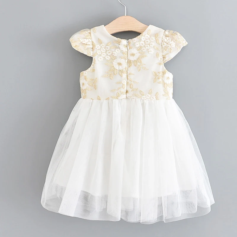 Платья для девочек детская одежда милый сетчатый жилет с цветочной вышивкой