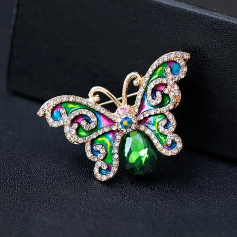 

Colorful Enamel Crystal Butterfly Brooch Pin Women Sweater Brooch Beautiful Gift