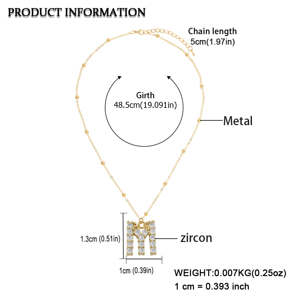 

Girlgo 26 Letter Copper Link Chain Necklaces For Women Korean Glass Rhinestone Unique Pendant Necklaces Fashion Jewelry Gifts