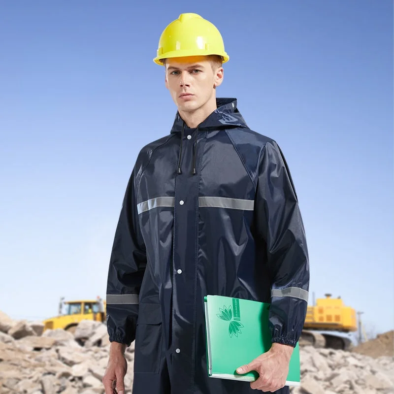 Men Women Raincoat Outdoor Rainwear Oxford Hoodie Long Rain Waterproof Hiking Travel Fishing Climbing Jacket | Дом и сад