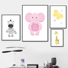 С изображением слона, Льва, зеброй и жирафом; Обезьяна животное коала Wall Art Холст Картина Nordic плакат и принты настенные картины для детской комнаты настенный Декор