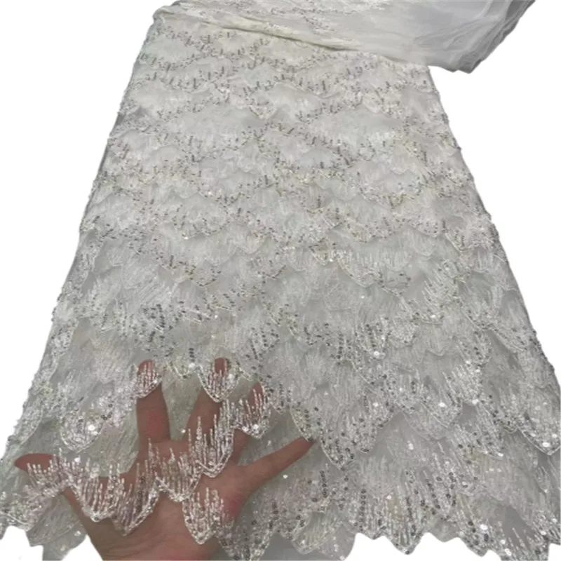 Новейшая белая африканская кружевная ткань для свадебных платьев нигерийская