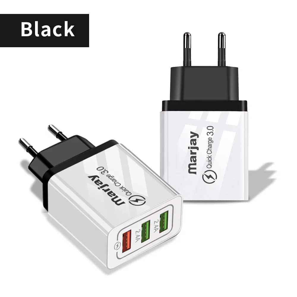 Marjay 3 порта быстрое зарядное устройство QC 3,0 USB зарядное устройство для телефона быстрое зарядное устройство EU зарядное устройство для мобильного телефона для samsung s9 s10 Xiaomi mi9