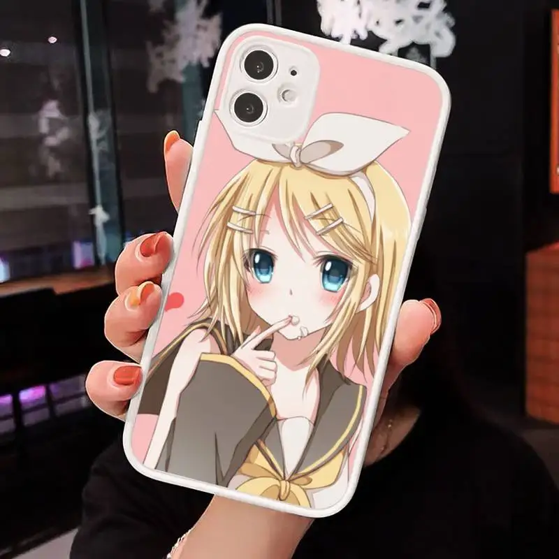 

KAGAMINE RIN VOCALOID Phone Case Matte Transparent for iPhone 7 8 11 12 s mini pro X XS XR MAX Plus funda