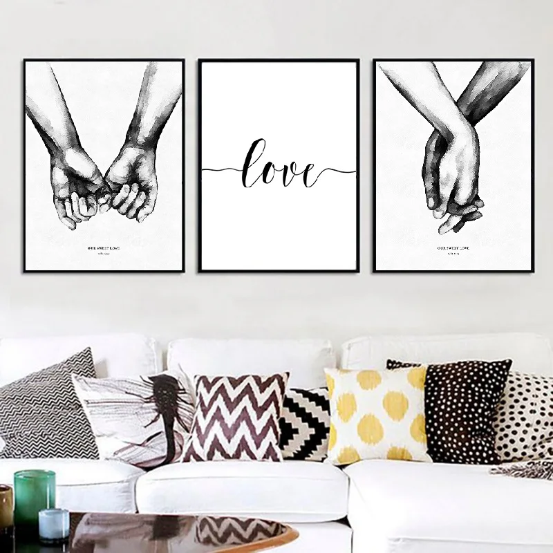 

Nordic Black White Style Sweet Love Wall Art Canvas Poster Minimalist Print LOVE Quotes Painting Picture for Living Room Decor