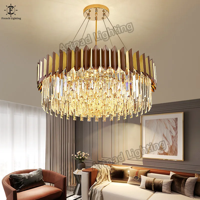 

Modern Luxury Ceiling Chandelier K9 Crystal Round Decor Pendant Light Living Room Hotel Mall Hanging Lamp LED E14 Lighting