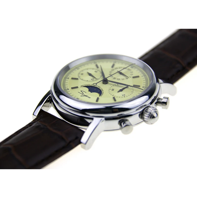 Seagull movement st1908 compliation Moon Phase хронограф дат Лук Корона выставка задняя рука ветер механические часы M199S