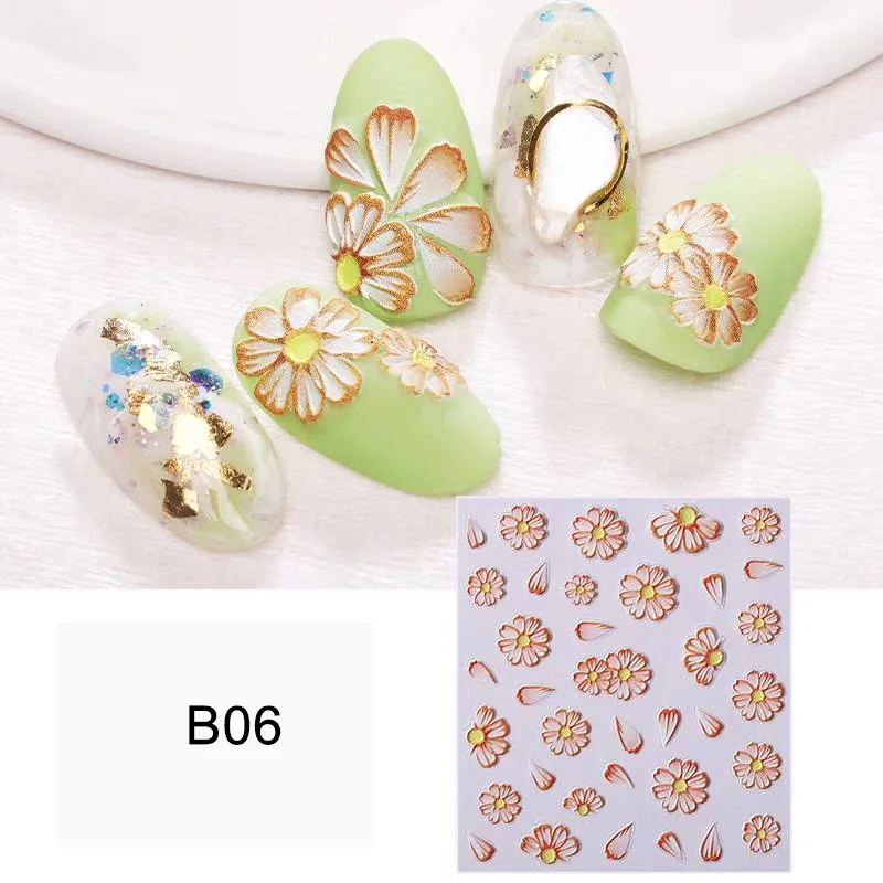 B06 5D наклейки для ногтей, наклейки для красоты, самоклеющиеся акриловые наклейки для ногтей с цветами, креативные наклейки для маникюра - Цвет: B06