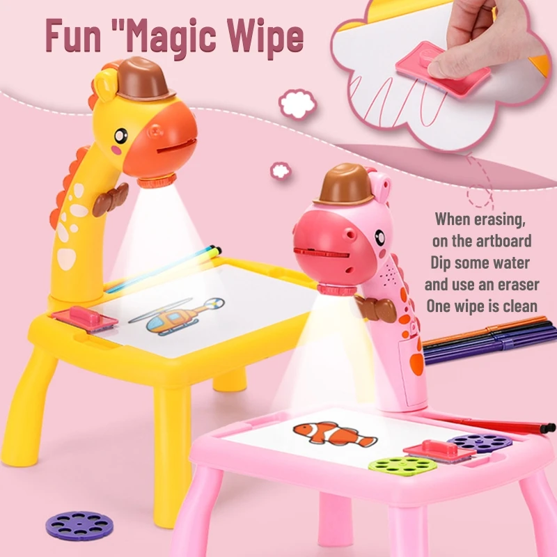 Multifunctional Drawing Board Learning Desk with Music Function Trace and Draw Projector for Children Kid Art Gift | Дом и сад