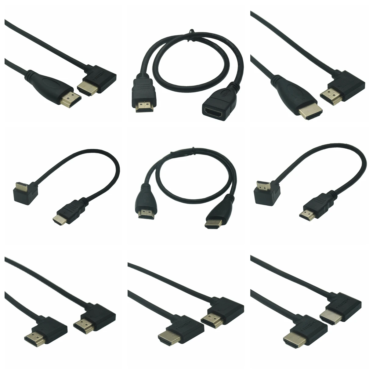 

15cm 30cm 50CM 1m Dual HDMI-compatible Male to Female Converter Up Down Right Left Angled Adapter HDTV Cable for DVD PS3 PC