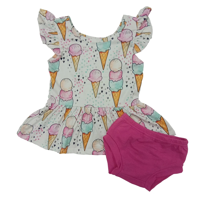 

Little Toddler Girls Summer Fashion Summer Boutqiue Clothing Newborn Baby Ice Cream Top Cute Bummie Summer Kids Clothes Sets