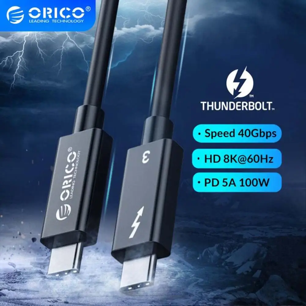 Кабель ORICO USB C к Thunderbolt3 40 Гбит/с быстрая зарядка 5A PD 100 Вт 8K 60 Гц HD видео для MacBook