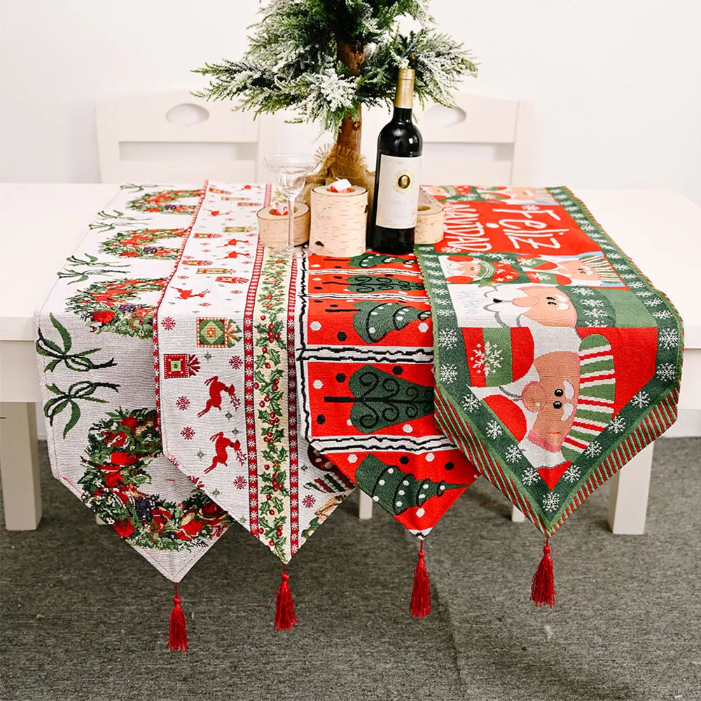Рождественская столешница полиэстер принт стол флаг настольные скатерти отель