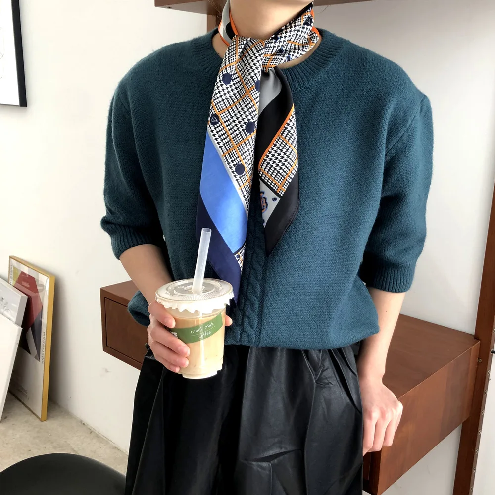 

Шелковый шарф, женские шали, палантины, модные маленькие шейные хиджабы для волос, шейный платок, шарфы для женщин, женский шарф