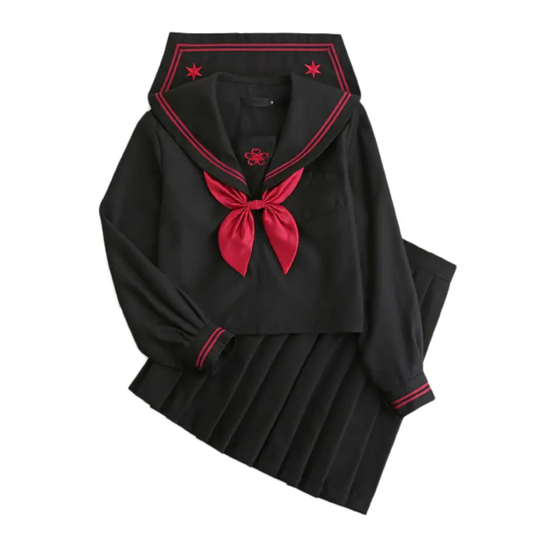 Осень японская школьная форма для девочек, Милая зимняя куртка с длинными-длина Sailor Топы плиссированная юбка комплекты Косплэй костюм JK серии