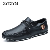 zyyzym men loafers spring summer men shoes leather casual shoes light youth shoes men breathable fashion flat footwear