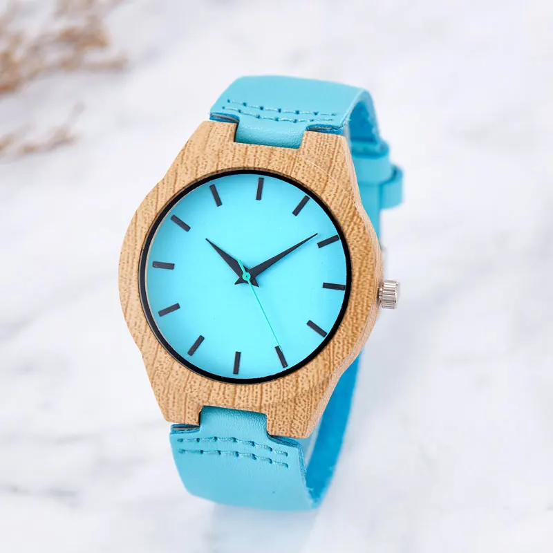 women watch 1 Креативные синие часы из имитации дерева для мужчин и женщин, деревянные часы для пары, наручные часы для влюбленных, Часы Из Натурального Коричневого Дерева, мужские часы - Цвет: women watch 1