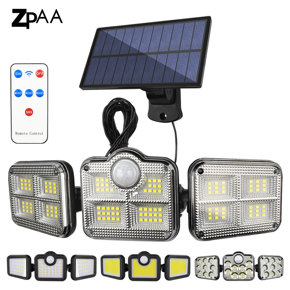 Уличная Светодиодная лампа с питанием от солнечного света и датчиком движения