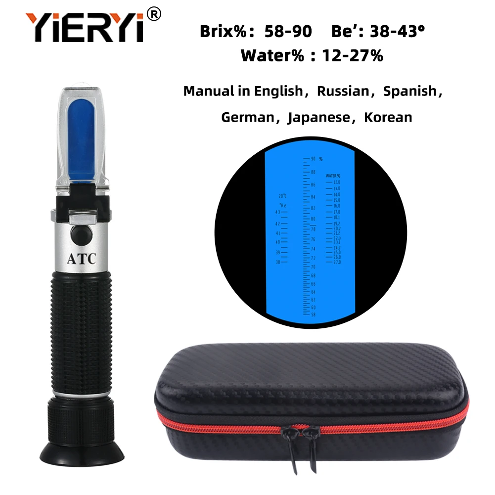 Yieryi портативный медовый Боме рефрактометр 58 90% Brix 38 43 ° 12 27% тестер воды пчелиный