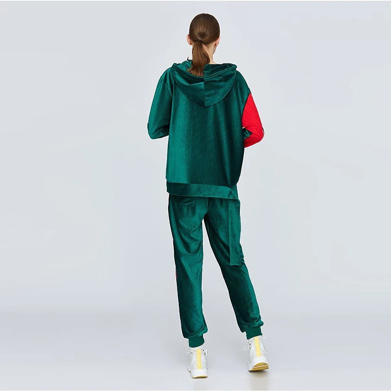 

2020 new women's casual color matching suit comfortable women's spring fleece sweater harem pants sports two-piece suit