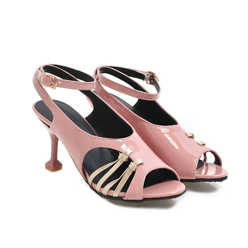 Сандалии женские на высоком каблуке босоножки с перфорацией открытый носок