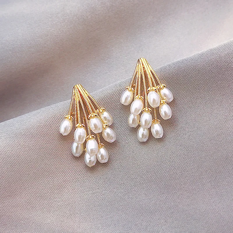 

S925 Silver Needle Color Preserving Earrings Temperament French Fashion Pearl Stud Earrings Women's Wholesale