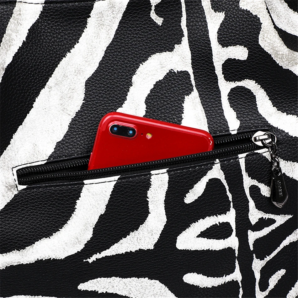 Женские кожаные сумки с принтом зебры дизайнерские кисточками Большая