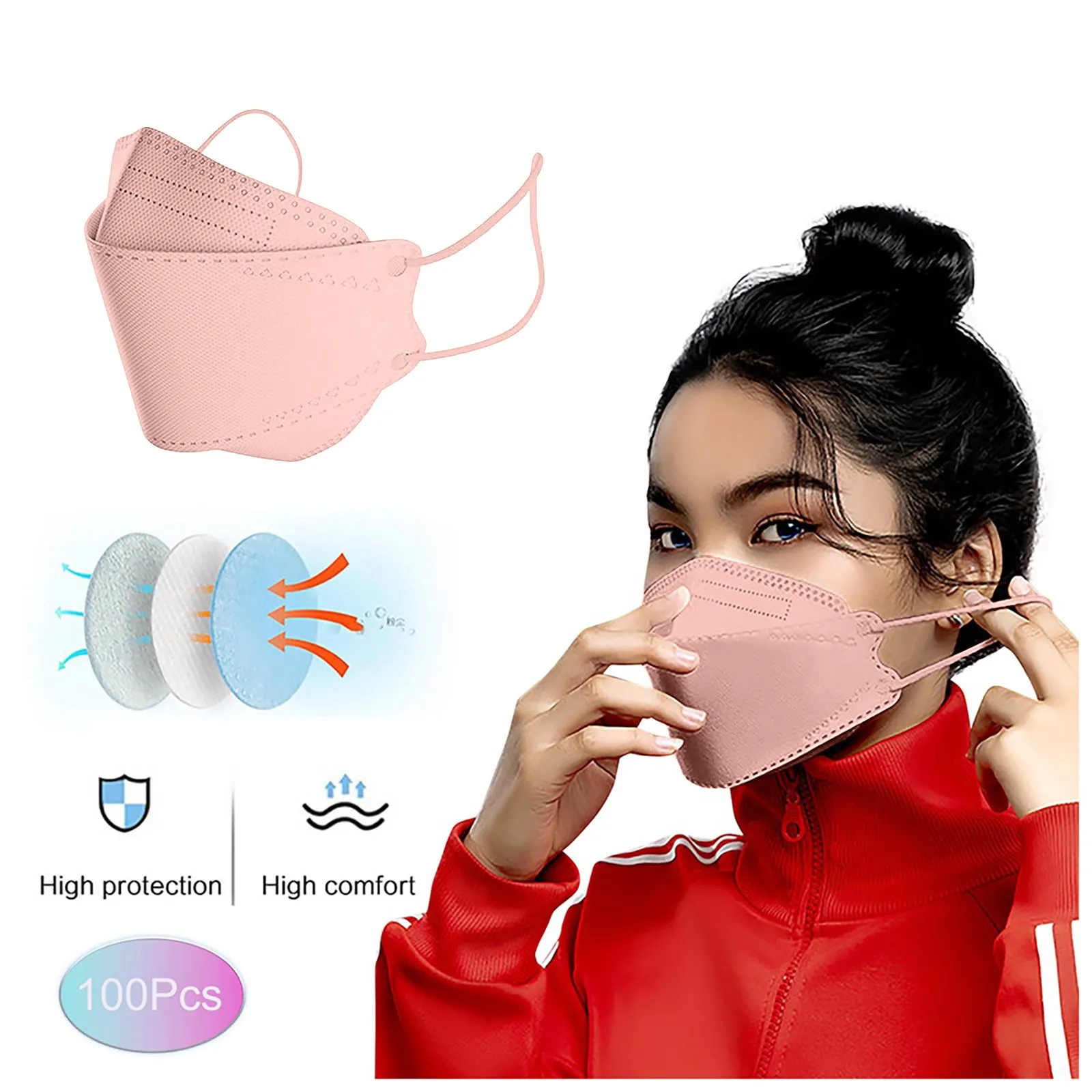 Маска для лица одноразовая в форме рыбы 4 слоя 100 шт. | Тематическая одежда и