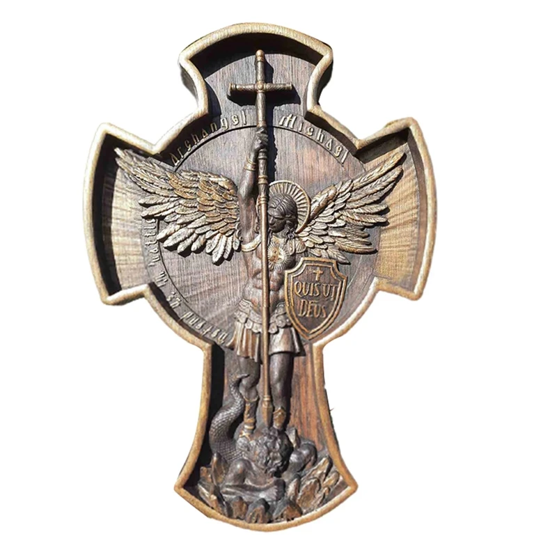 

Archangel Майкл, резная икона из натуральной смолы, Христианский подарок из смолы для него, подарок на новоселье для мужчин